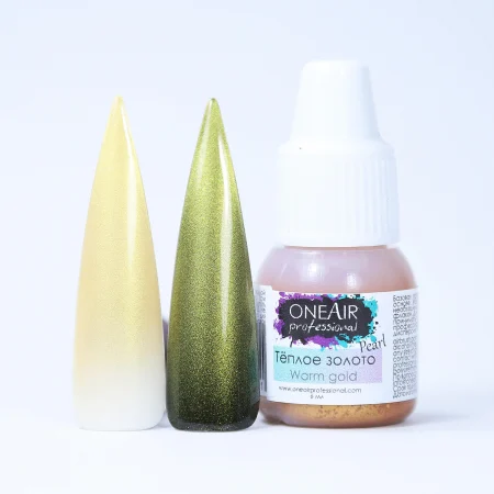 краска для аэрографии на ногтях OneAir nail airbrush paint перламутры теплое золото